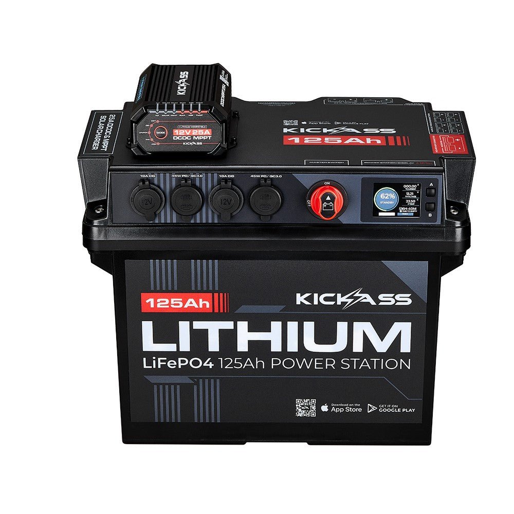 KickAss Smart 125Ah Lithium Battery Box Power Station with 25A DCDC Charger + Integrated Bluetooth