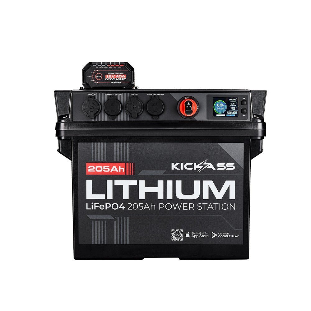 KickAss Smart 205Ah Lithium Battery Box Power Station with 40A DCDC Charger + Integrated Bluetooth