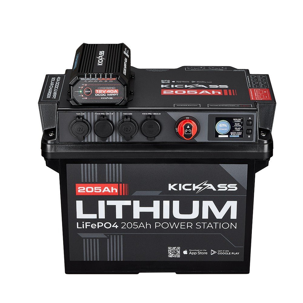 KickAss Smart 205Ah Lithium Battery Box Power Station with 40A DCDC Charger + Integrated Bluetooth