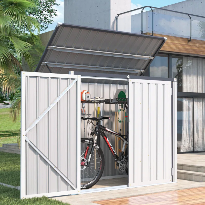 Waterproof 5 Ft. W X 3 Ft. D Metal Flat Storage Shed