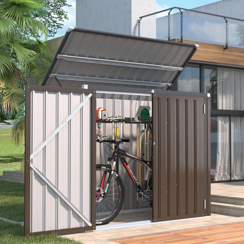 Waterproof 5 Ft. W X 3 Ft. D Metal Flat Storage Shed